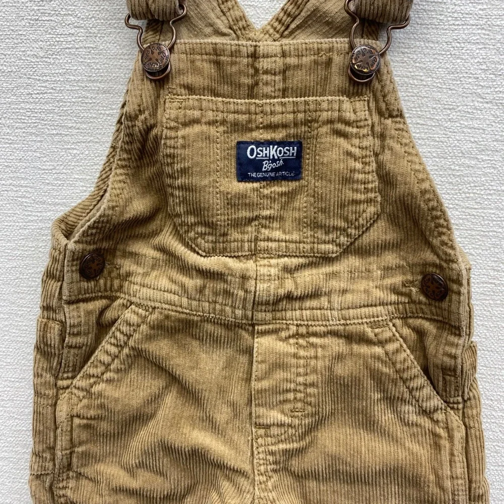 OshKosh B'gosh Corduroy Overalls Kids 12M Tan Classic Workwear Bibs